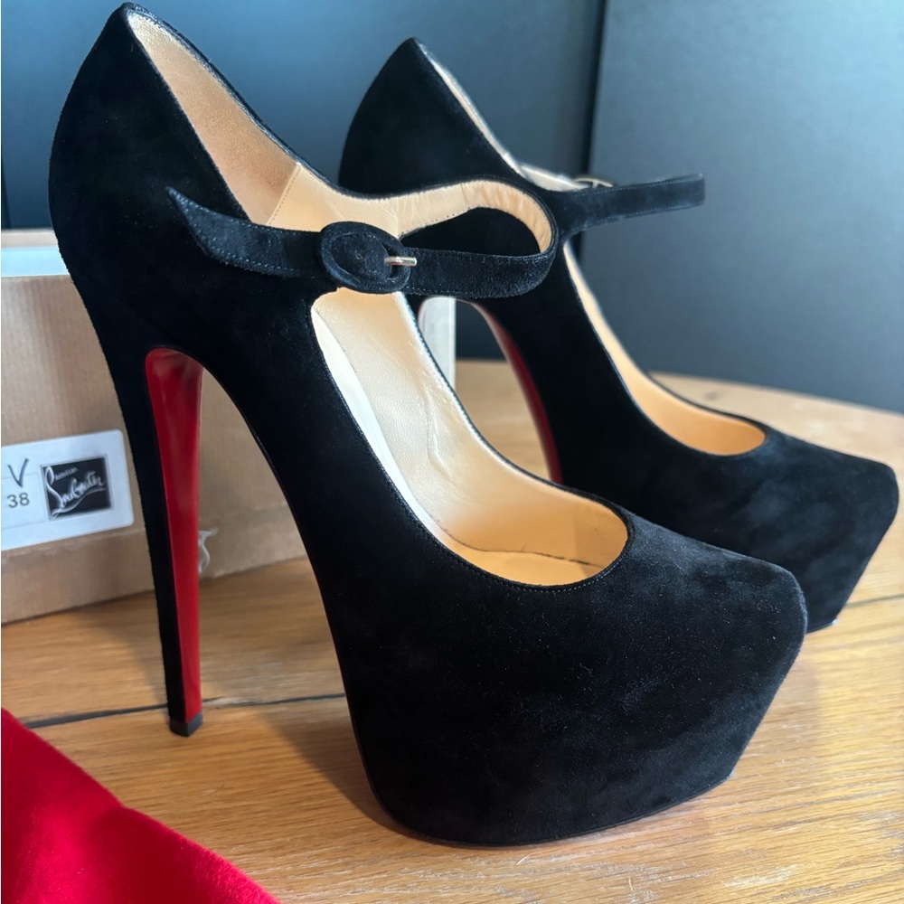 Christian Louboutin Lady Daf 160 Veau Velours Size 38 Black BK01 3120003 Shoe 8